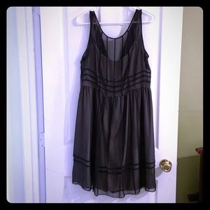 Calvin Klein Nude and Sheer black midi dress